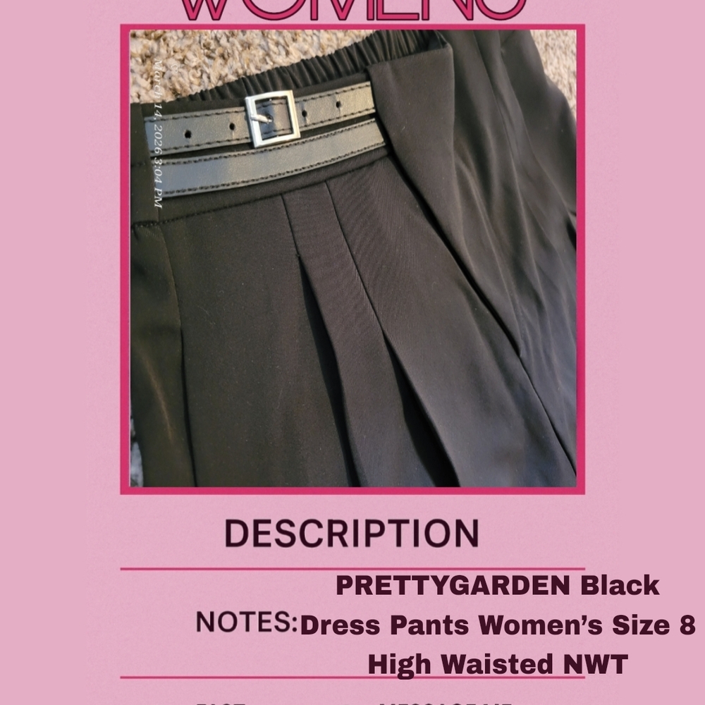 PRETTYGARDEN High-Waisted Black Pleated Dress Pants